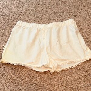 Women's White Lace Trim Pajama Shorts